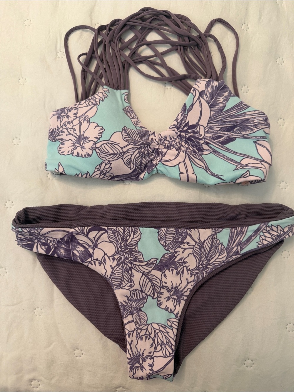 Maaji Floral Strappy Bikini - Lavender and Mint